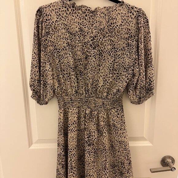 BB Dakota Steve Madden Taupe Leopard Print Meow Or Later Mini Dress - Medium - Picture 3 of 3